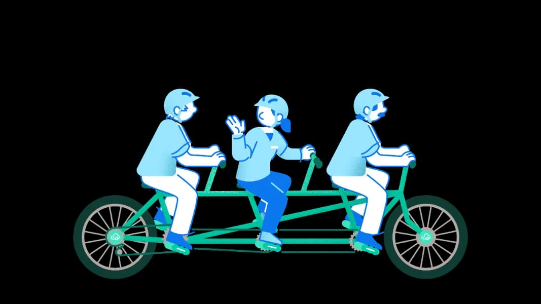 Team riding bike