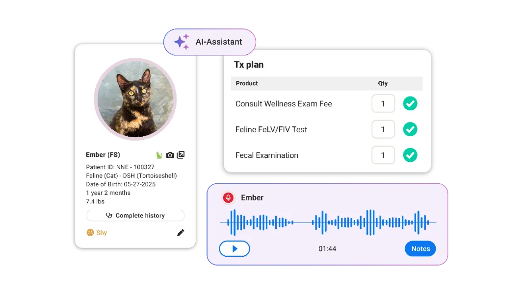 ezyVet AI Assisted Notes UI